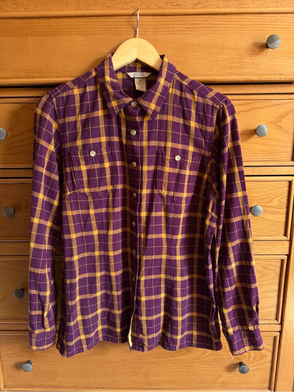 Duluth Trading Co Shirt Womens Medium Plaid 100% Cotton Free Swingin Flannel